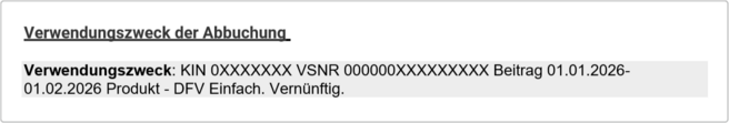 Verwendungszweck der Abbuchung