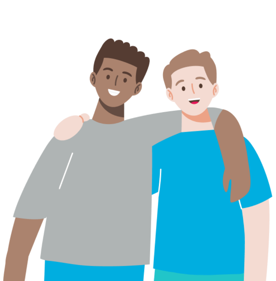 Eine Illustration von zwei Männern, die sich freuen.