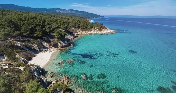 Blick auf den Strand von Chalkidiki Blick auf den Strand von Chalkidiki